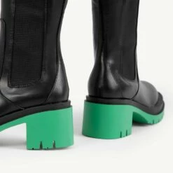 RAID Jadon Long Boot In Green -Raid London Sales Store Jadon Black Green 5