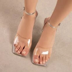 RAID Jane Perspex Heels In Silver -Raid London Sales Store Jane Silver 4