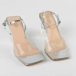 RAID Jane Perspex Heels In Silver -Raid London Sales Store Jane Silver 5