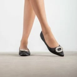 RAID Jennika Flat Shoe In Black Satin -Raid London Sales Store Jennika Black 1