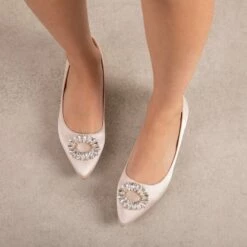 RAID Jennika Flat Shoe In Champagne Satin