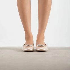 RAID Jennika Flat Shoe In Champagne Satin -Raid London Sales Store Jennika Champagne 3