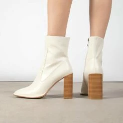 RAID Jennyl Block Heeled Ankle Boot In Off White -Raid London Sales Store Jennyl White 3