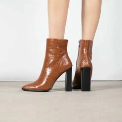 RAID Keena Ankle Boot In Tan Croc -Raid London Sales Store Keena Tan 3