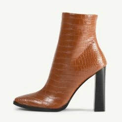 RAID Keena Ankle Boot In Tan Croc