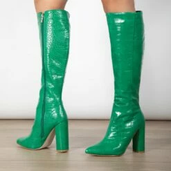RAID Kenia Long Boot In Green -Raid London Sales Store Kenia Geen Croc 3
