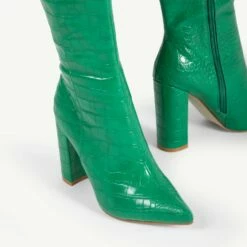RAID Kenia Long Boot In Green -Raid London Sales Store Kenia Geen Croc 5