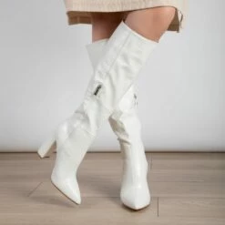 RAID Kennedia Long Boot In White -Raid London Sales Store Kennedia White 3
