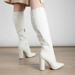RAID Kennedia Long Boot In White -Raid London Sales Store Kennedia White 4