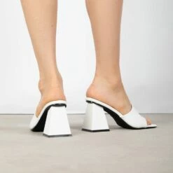 RAID Khloe Block Heeled Mule In White -Raid London Sales Store Khloe White 1