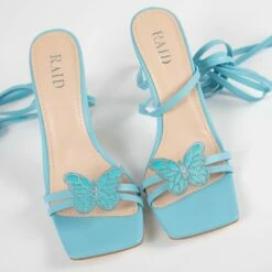 RAID Kinny Lace Up Heel In Baby Blue -Raid London Sales Store Kinny Blue 4