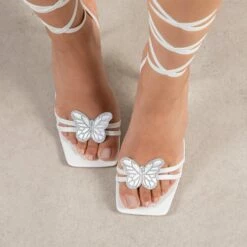 RAID Kinny Lace Up Heel In White -Raid London Sales Store Kinny White 2