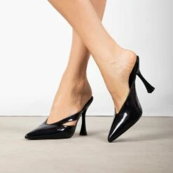 RAID Kinsley Heeled Mule In Black Holographic -Raid London Sales Store Kinsley Black 3