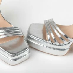 RAID Kylah Block Heeled Sandals In Silver -Raid London Sales Store Kylah Silver 5