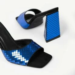 RAID Kyrah Heeled Mule In Blue -Raid London Sales Store Kyrah Blue 5