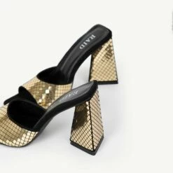 RAID Kyrah Heeled Mule In Gold -Raid London Sales Store Kyrah Gold 5