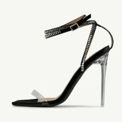 RAID Madrona Strappy Heel In Black Satin