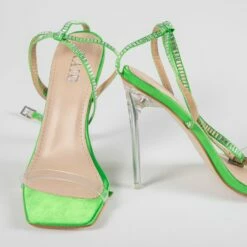 RAID Madrona Strappy Heel In Green Satin -Raid London Sales Store Madrona Green 4