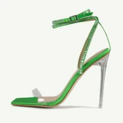 RAID Madrona Strappy Heel In Green Satin