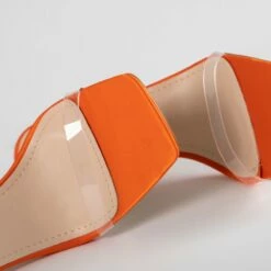 RAID Madrona Strappy Heel In Orange Satin -Raid London Sales Store Madrona Orange 4
