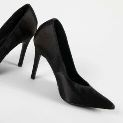 RAID Maliny Court Heel In Black Satin -Raid London Sales Store Maliny Black 4