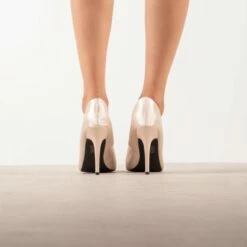 RAID Maliny Court Heel In Champagne Satin -Raid London Sales Store Maliny Champagne 2