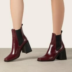 RAID Mariana Block Heeled Ankle Boots In Burgundy -Raid London Sales Store Mariana Burgundy 3