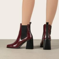 RAID Mariana Block Heeled Ankle Boots In Burgundy -Raid London Sales Store Mariana Burgundy 4
