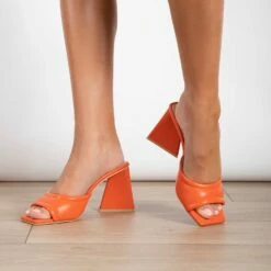 RAID Marinda Block Heeled Mule In Orange -Raid London Sales Store Marinda Orange 3