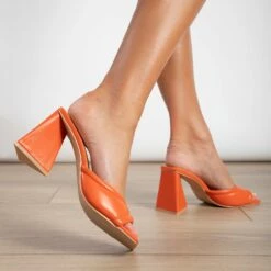 RAID Marinda Block Heeled Mule In Orange -Raid London Sales Store Marinda Orange 4