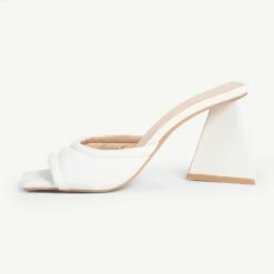 RAID Marinda Block Heeled Mule In White -Raid London Sales Store Marinda White 1