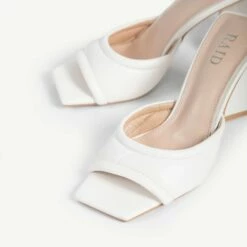 RAID Marinda Block Heeled Mule In White -Raid London Sales Store Marinda White 5