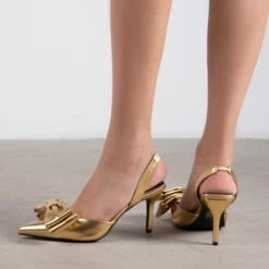 RAID Martini Slingback Heel In Gold -Raid London Sales Store Martini Gold 3
