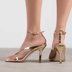 RAID Meeka Square Toe Post Sandal In Gold -Raid London Sales Store Meeka Gold 3