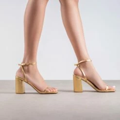 RAID Molika Block Heeled Sandal In Gold -Raid London Sales Store Molika Gold 1