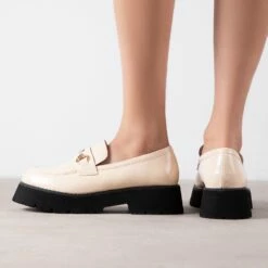 RAID Monster Chunky Flat Shoe In Nude Croc -Raid London Sales Store Monster Nude 3