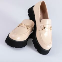 RAID Monster Chunky Flat Shoe In Nude Croc -Raid London Sales Store Monster Nude 4