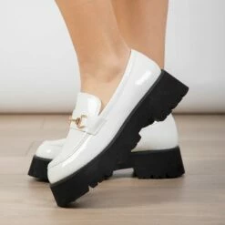 RAID Monster Chunky Flat Shoe In White -Raid London Sales Store Monsterr White 1