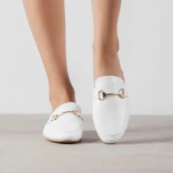RAID Nancy Flat Mule In White Croc -Raid London Sales Store Nancy White 1