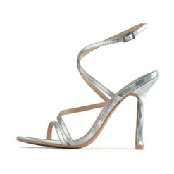 RAID Naveena Strappy Stiletto Heel In Silver Holographic