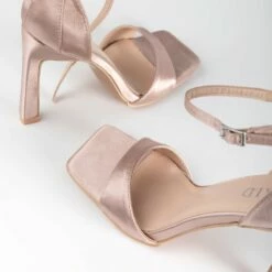 RAID Nethra Heeled Sandal In Nude Satin -Raid London Sales Store Nethra Nude 4