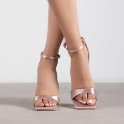 RAID Nethra Heeled Sandal In Nude Satin -Raid London Sales Store Nethra Pink 1