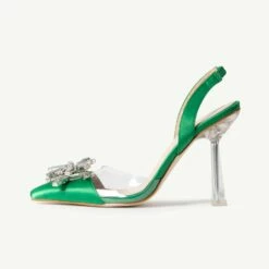 BEBO Niesha Perspex Heel In Green -Raid London Sales Store Niesha Green 4