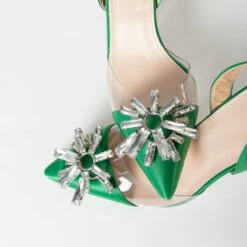 BEBO Niesha Perspex Heel In Green -Raid London Sales Store Niesha Green 5