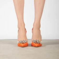 BEBO Niesha Perspex Heel In Orange -Raid London Sales Store Niesha Orange 3