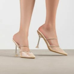 RAID Odalys Perspex Mule In Nude -Raid London Sales Store Odalys Nude 3