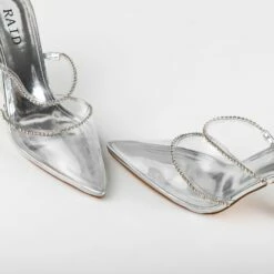RAID Odalys Perspex Mule In Silver -Raid London Sales Store Odalys Silver 5
