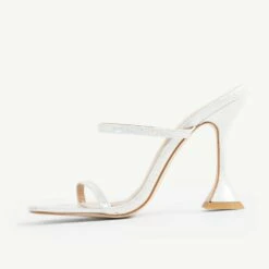 RAID Treesa Heeled Mule In White -Raid London Sales Store Pearl White 4