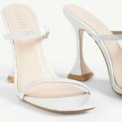 RAID Treesa Heeled Mule In White -Raid London Sales Store Pearl White 5