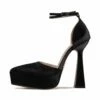 RAID Pearly Platform Heel Pump In Black Satin